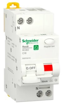 Schneider Aardlek Automaat 1P + N 16A 30mA C-kar R9D55616