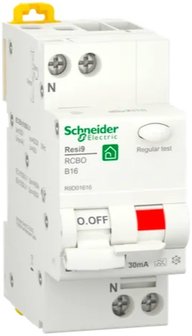 Schneider Aardlek Automaat 1P + N 16A 30mA B-kar - R9D01616