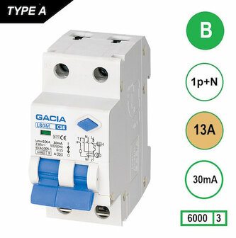 GACIA B13 aardlek automaat 1P+N