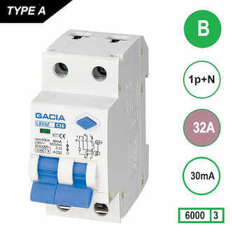 GACIA B32 Aardlekautomaat 1P+N 30mA - 6kA