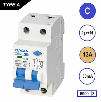 GACIA C13 Aardlekautomaat 1P+N 30mA - 6kA
