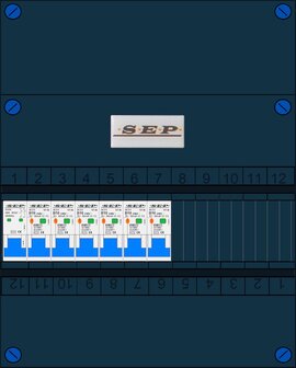 Groepenkast SEP 1 Fase 6 Groepen aardlek automaten