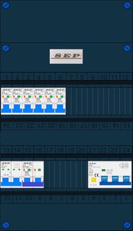 Groepenkast SEP 3 Fase 6 Groepen + 1 Fornuisgroep 2P+2N + 3 fase aardlekautomaat (ALA)