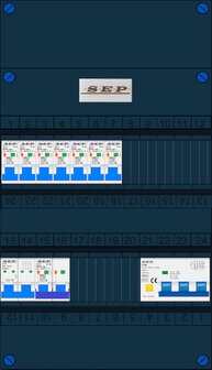 Groepenkast SEP 3 Fase 7 Groepen + 1 Fornuisgroep 2P+2N + 3 fase aardlekautomaat (ALA)