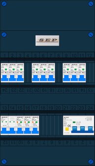 Groepenkast SEP 3 Fase 9 Groepen (INS) + 3 fase aardlekautomaat
