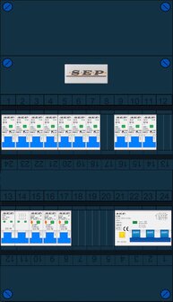 Groepenkast SEP 3 Fase 10 Groepen (INS) + 3 fase aardlekautomaat