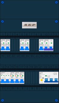 Groepenkast SEP 3 Fase 5 Groepen (INS) + Fornuisgroep 2P+2N + 3 fase aardlekautomaat