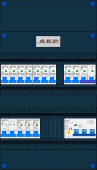 Groepenkast SEP 3 Fase 9 Groepen (INS) + Fornuisgroep 2P+2N + 3 fase aardlekautomaat