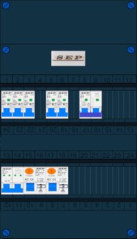Groepenkast SEP 3 Fase 5 Groepen + fornuisgroep 2P+2N (4P ALS)