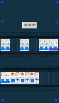 Groepenkast SEP 3 Fase 6 Groepen + fornuisgroep 2P+2N (3x ALS 4P)