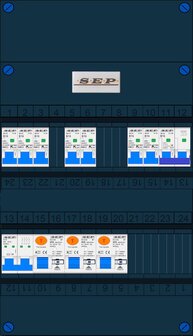 Groepenkast SEP 3 Fase 7 Groepen + fornuisgroep 2P+2N (3x ALS 4P)