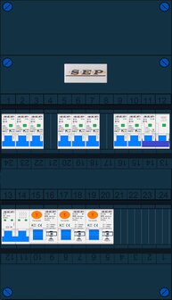 Groepenkast SEP 3 Fase 8 Groepen + fornuisgroep 2P+2N (3x ALS 4P)
