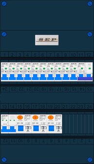 Groepenkast SEP 3 Fase 10 Groepen + fornuisgroep 2P+2N (3x ALS 4P)