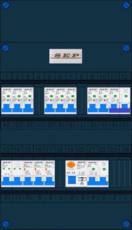 Groepenkast SEP 3 Fase 8 Groepen + fornuisgroep 2P+2N + 1 krachtgroep (INS)