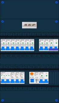 Groepenkast SEP 3 Fase 9 Groepen + fornuisgroep 2P+2N + 1 krachtgroep (INS)