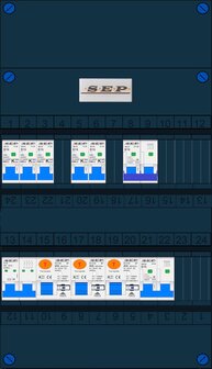 Groepenkast SEP 3 Fase 5 Groepen + 2P+2N Fornuisgroep + 1 krachtgroep (3x ALS 4P)