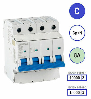 SEP INS1 inst.aut 3p+N - C - 8A - 10/15kA