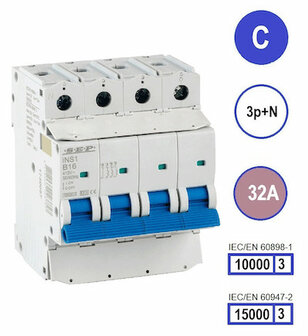 SEP INS1 inst.aut 3p+N - C - 32A - 10/15kA