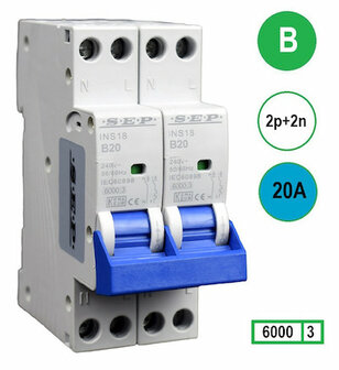 SEP INS18-2N-B20 inst. 2p+2n B20 6kA (36mm)