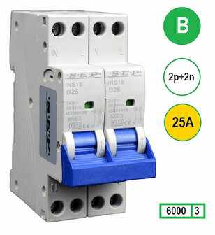 SEP INS18-2N-B25 inst. 2p+2n B25 6kA (36mm)