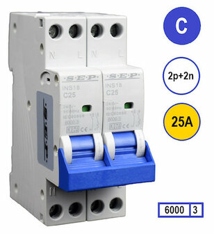 SEP INS18-2N-C25 inst. 2p+2n C25 6kA (36mm)