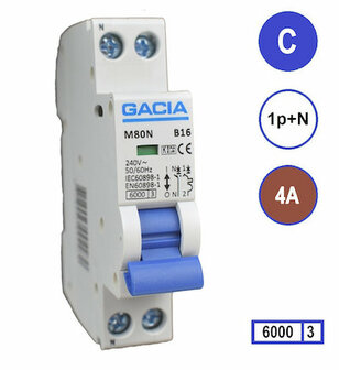 C4 Gacia Installatieautomaat 1P+N 6kA (18mm)