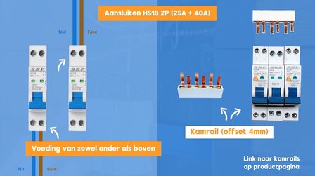 Aansluiten SEP Smalle Hoofdschakelaar 25A&nbsp;2&nbsp;Polig