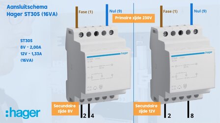 Aansluitschema Hager ST305 (16VA)