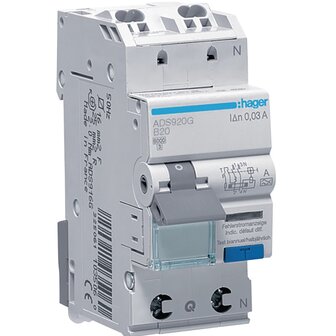 Hager Quick connect B20 Aardlek Automaat (Haco) AardlekAutomaat (20A 30mA) - ADS920D