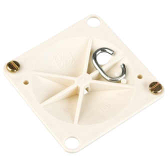 ABB Hafobox vierkante deksel voor inbouwdoos, met haak, schroefbevestiging, kunststof, halogeenvrij, lengte 71mm, wit