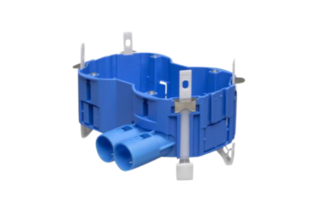 ABB Hafobox ovale kabeldoos, holle wand, invoer 2x, 16/19/20mm, voor 2 sokkels, met schroeven, dxbxl 52x76x152mm, blauw