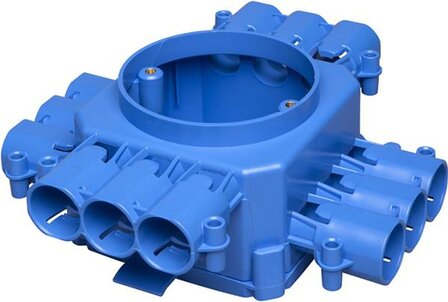 ABB Hafobox ronde kabeldoos, hol plafond, invoer 12x, 16/19/20mm, &Oslash;76mm, dxbxl 62x160x160mm, blauw