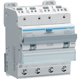 Aardlekautomaat 4-p 16 A C-kar. 6 kA, 30 mA klasse A, quickconnect ADM466QC