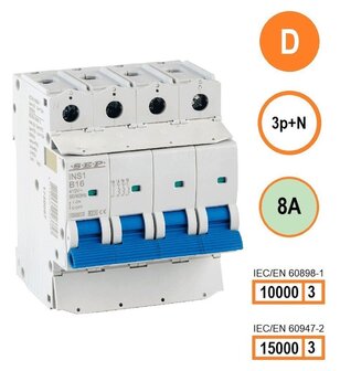 SEP D8&nbsp;Installatieautomaat&nbsp;(3P+N)&nbsp;- 4&nbsp;modules breed