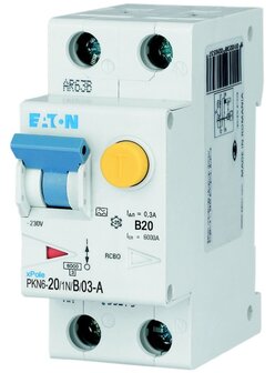 Eaton B20 Aardlekautomaat 1P+N. PKN6-20/1N/B/03-A-MW