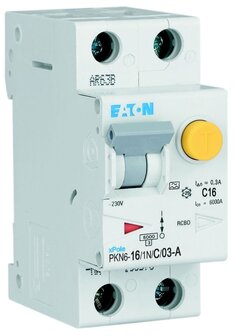 Eaton Aardlekautomaat C16 Alamat - 2 Polig (1P+N) - 300mA / 16 Amp&eacute;re / C-karakteristiek - 236647 - PKN6-16/1N/C/03-A-MW