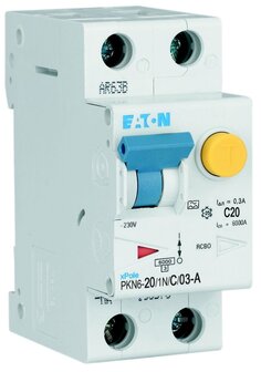Eaton Aardlekautomaat 1P+N&nbsp;20A 300mA C-kar klasse A