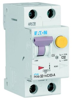 Eaton C32 Aardlekautomaat 1P+N. PKN6-32/1N/C/03-A-MW