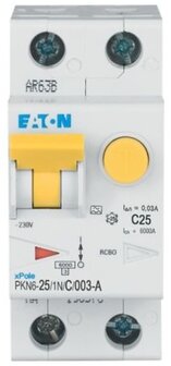 Eaton Aardlekautomaat (alamat) 1P+N 25A C-kar (30mA) Nederlands
