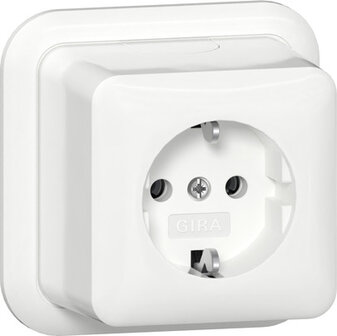 Gira opbouw Wandcontactdoos met +RA type F opbouw zuiver wit 444011