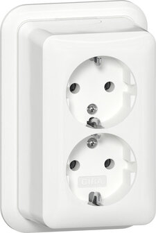 Gira opbouw Dubbele Wandcontactdoos +RA met montageplaat zuiver wit 478011