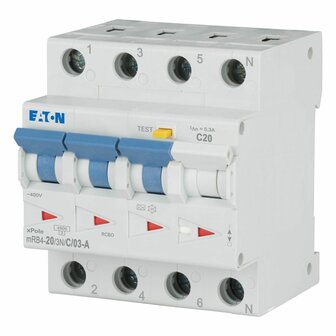Eaton 120681 - C20 Aardlekautomaat 4 Polig 300mA (3P+N)