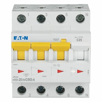 Eaton Aardlekautomaat (alamat) 3P+N 25A C-kar (300mA)