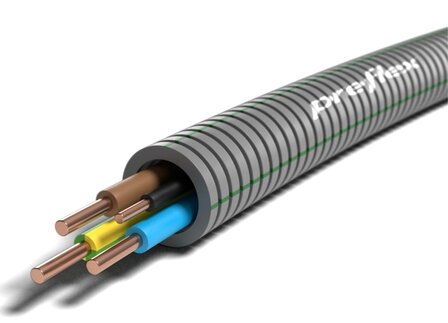 Voorbedrade PREFLEX flexbuis 16mm - VD draad 3x2,5mm&sup2; + 1x1,5mm&sup2;