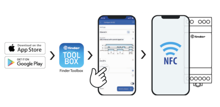 Tijdrelais Programmering via een smartphone met NFC-functie
