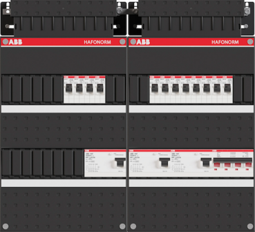 Groepenkast ABB 3 Fase - 3 Aardlekschakelaars (40A / 30mA) / 12 Groepen - HAD343434-444+H44 - 1SPF006909F0721