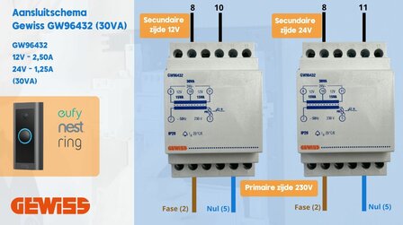 Aansluitschema  Gewiss GW96432 (30VA)