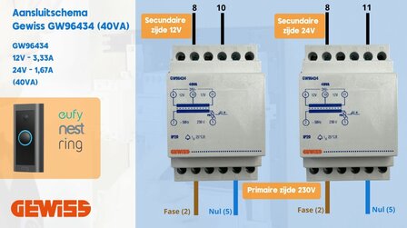 Aansluitschema  Gewiss GW96434 (40VA)