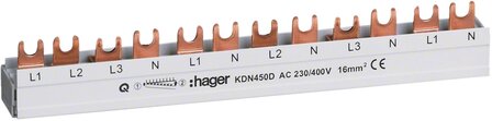 Hager KDN450D - Aansluitrail / kamrail 1x4P + 4x2P