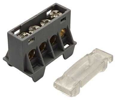 SEP AST16 aansluit/verdeelblok transparant 4x16 mm&sup2; voor TS15 DIN-rail